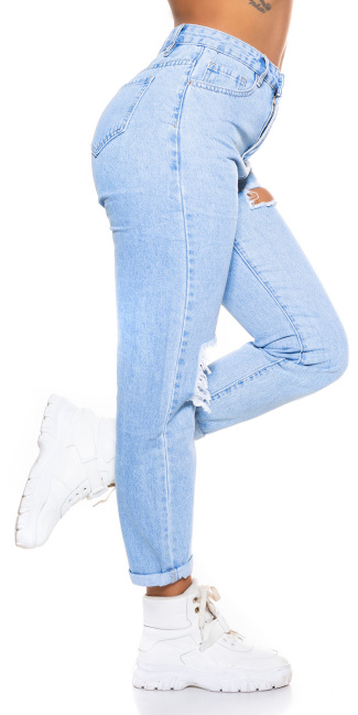 hoge taille mom fit ripped jeans blauw